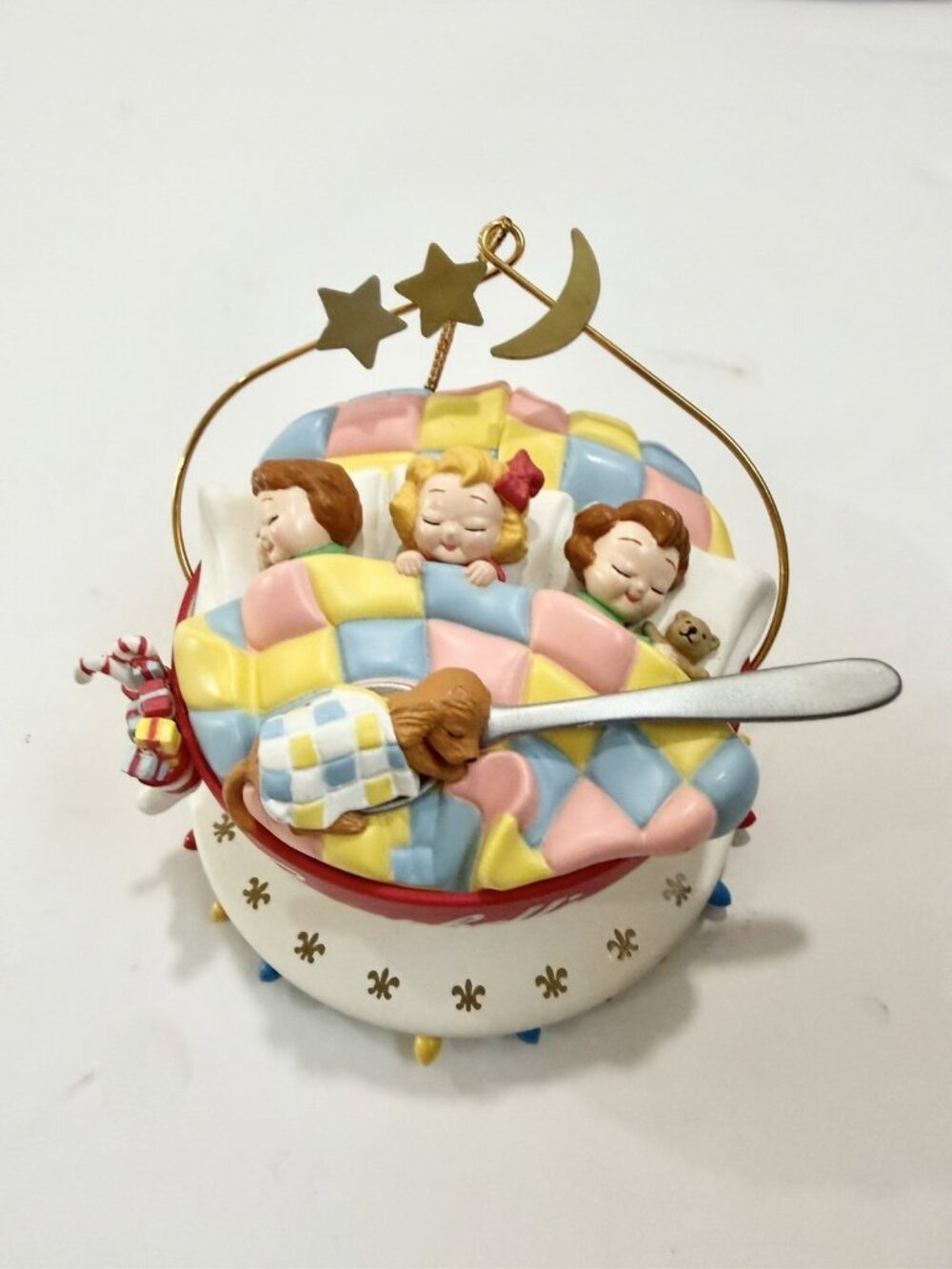 Campbell’s Soup Kids 1993 Christmas Ornament Sleeping Bowl Bed Puppy Nostalgia